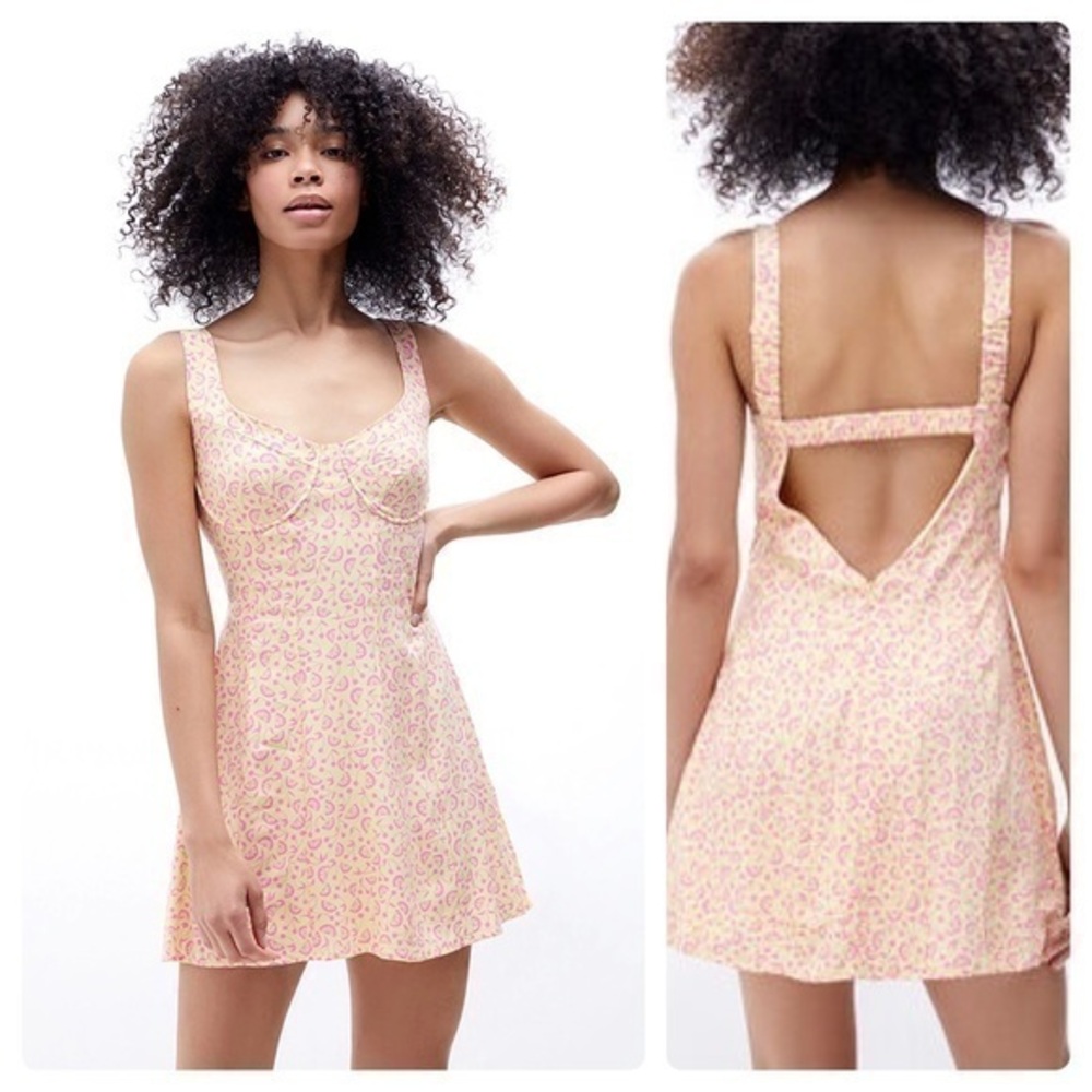 NWT Pacsun LA Hearts Lemon and cherry print corset mini dress with back cut out